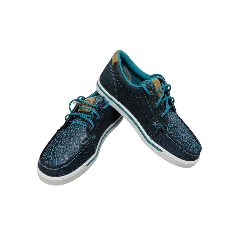Twisted X Kid's KICKS Dark Teal/Teal Leather Shoes Size 1.5 Medium New with Tag